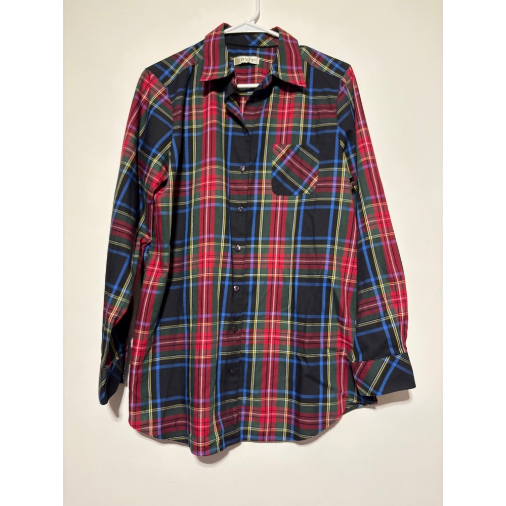 Orvis Men Long Sleeve Red Multi Christma Plaid Button Up Shirt No Size Cut Tag